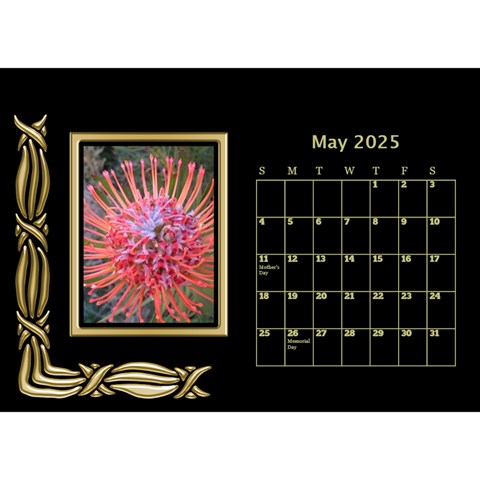 Black And Gold Desktop Calendar (8 5x6) By Deborah May 2025