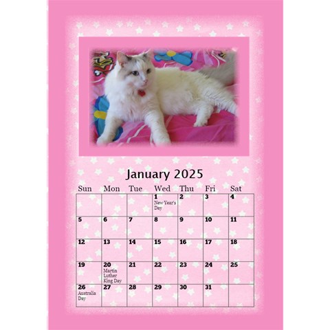 Pink Princess Desktop Calendar 2025 By Deborah Jan 2025