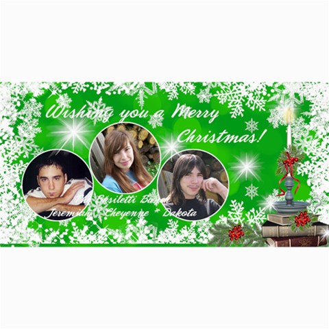 Christmas Photo Card Green Burst By Laurrie 8 x4  Photo Card - 8