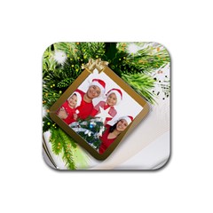 Family Christmas Coaster - Rubber Coaster (Square)