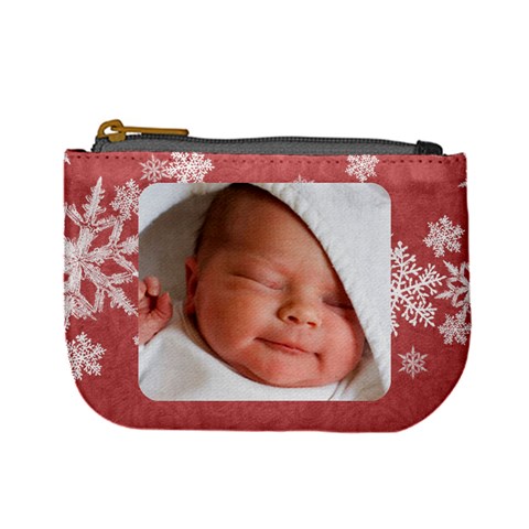 Mini Coin Purse Red Snowflakes By Laurrie Front