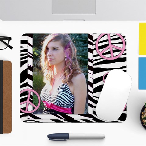 Mousepad Zebra Pink Peace By Laurrie Front