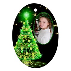 Green Christmas Tree ornament (2 Sided) - Oval Ornament (Two Sides)