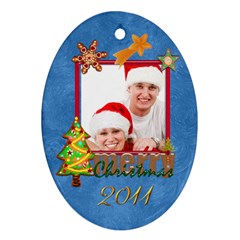 Merry Christmas Cookie 2011 Double Sided Oval Ornament - Oval Ornament (Two Sides)