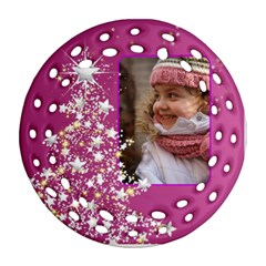 Pink Christmas Tree Filigree ornament (2 sided) - Round Filigree Ornament (Two Sides)