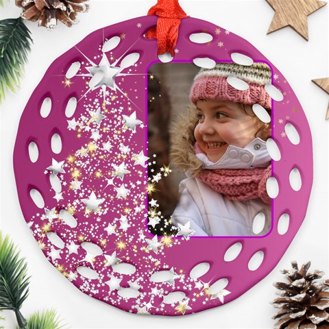 Pink Christmas Tree Filigree Ornament (2 Sided) By Deborah Back