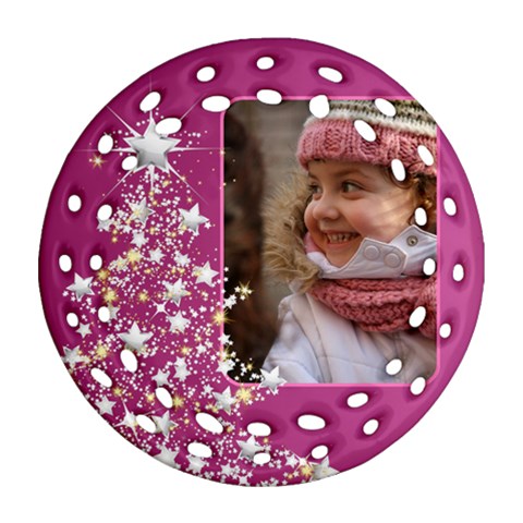 Pink Christmas Tree Filigree Ornament By Deborah Front