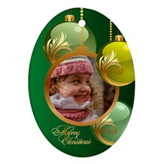 Green Christmas Oval Ornament 2 - Ornament (Oval)
