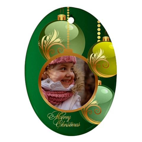 Green Christmas Oval Ornament 2 (2 Sided) By Deborah Front