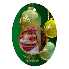 Green Christmas Oval Ornament 2 (2 Sided)