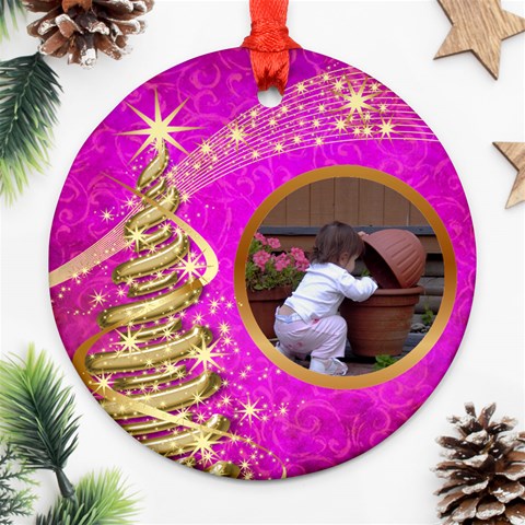 My Little Pink Princess Round Ornament (2 Sided) By Deborah Front