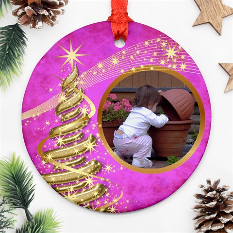 My Little Pink Princess Round Ornament By Deborah Front