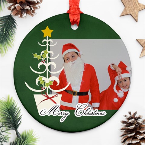 Round Ornament (two Sides) : Christmas Tree2 By Jennyl Front