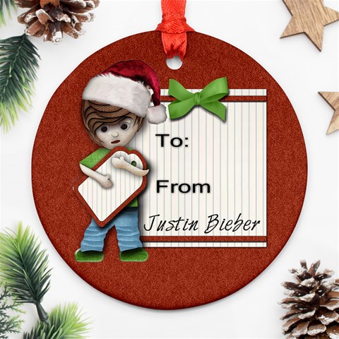 Justin Bieber Ornament (cute) By Amarie Front