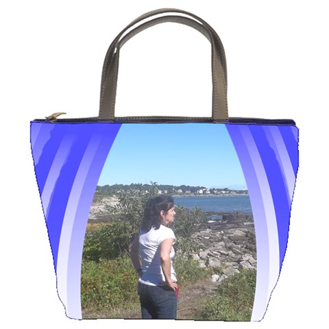 Varigated Blue Ribbon Bucket Bag By Kim Blair Front