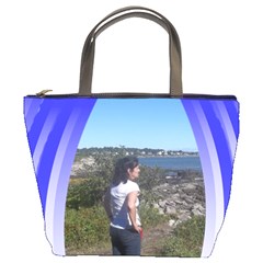 Varigated blue ribbon bucket bag