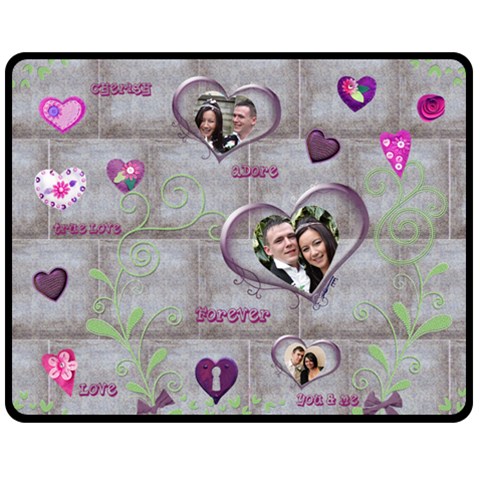 Purple Heart Cherish Medium Fleece Blanket By Catvinnat 60 x50  Blanket Front