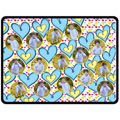 Blue and Yellow Hearts (XL) Blanket - Fleece Blanket (Large)