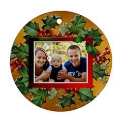 Christmas Berries Round Ornament (1 Sided) - Ornament (Round)