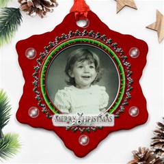 merry christmas red - Snowflake Ornament (Two Sides)