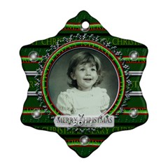Green Merry Christmas - Snowflake Ornament (Two Sides)