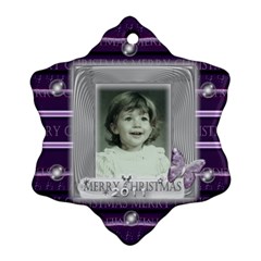 Purple butterfly glass frame bubble christmas - Snowflake Ornament (Two Sides)