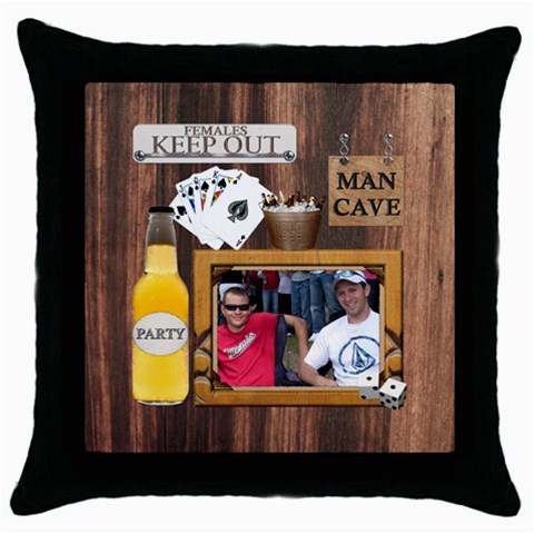 Man Cave Throw Pillow Case By Lil Front