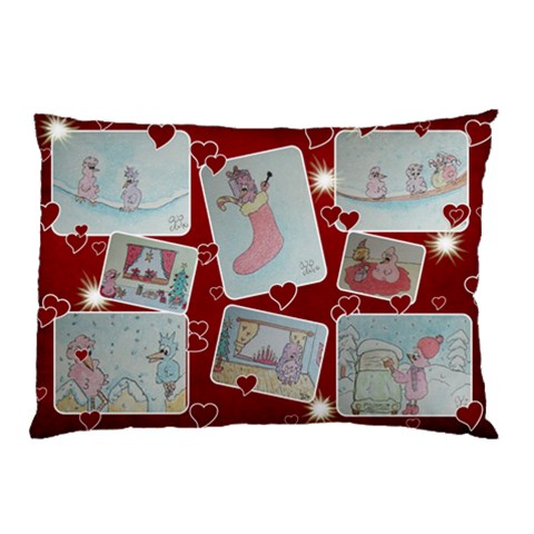 Pink Bird Christmas Pillow Case  By Trine 26.62 x18.9  Pillow Case