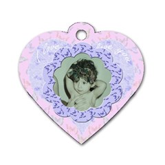 I Love You Pink Blue Flower Heart Dog Tag