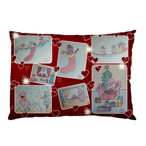 Merry Christmas Pink Bird By Trine 26.62 x18.9  Pillow Case