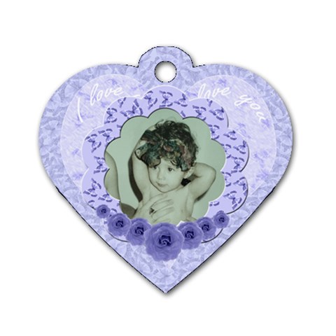 I Love You Blue Flower Heart Dog Tag By Claire Mcallen Front