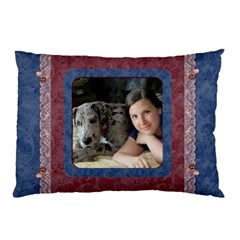 Blue and Burgundy Lace Pillow case
