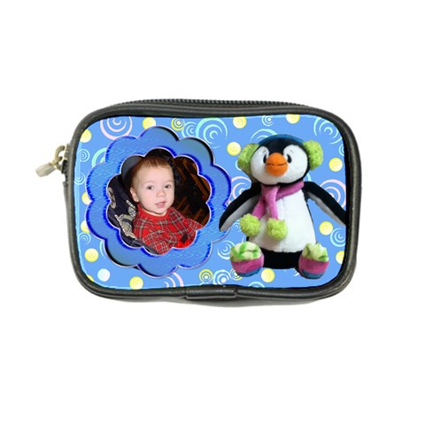 Blue Swirl Penguin Coin Purse By Kim Blair Front