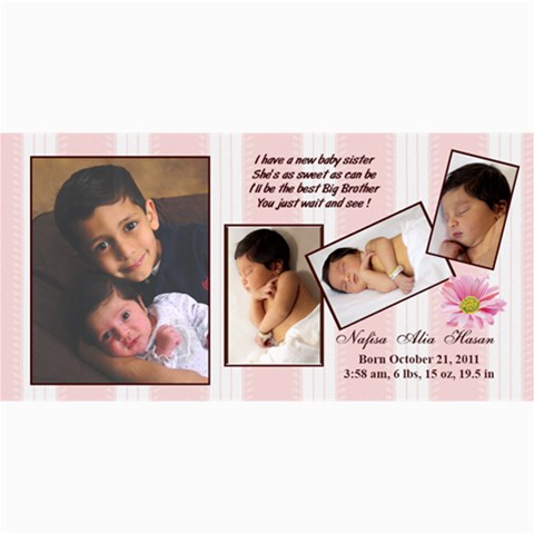 Nafisa Birth Announcement By Shadan Hasan 8 x4  Photo Card - 4