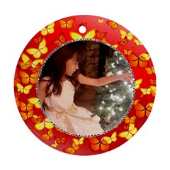 red butterfly ornament - Round Ornament (Two Sides)