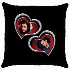 Two Hearts Throw Pillow - Throw Pillow Case (Black)