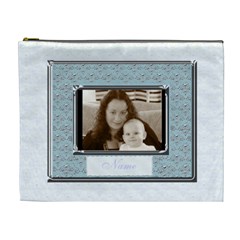 Pale blue and silver classic  love cosmetic bag xl (7 styles) - Cosmetic Bag (XL)