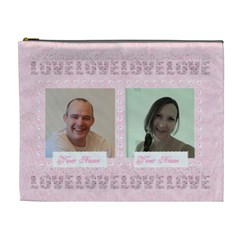 Pink Valentines classic toile love cosmetic bag xl (7 styles) - Cosmetic Bag (XL)