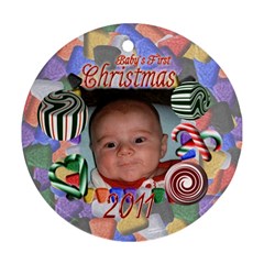 Babys First Christmas Two Sided - Round Ornament (Two Sides)