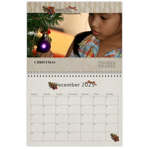 Wall Calendar 11 X 8 5:  Thankful For By Jennyl Dec 2025