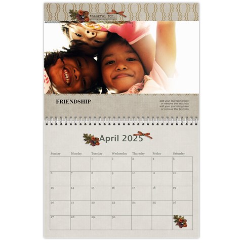 Wall Calendar 11 X 8 5:  Thankful For By Jennyl Apr 2025