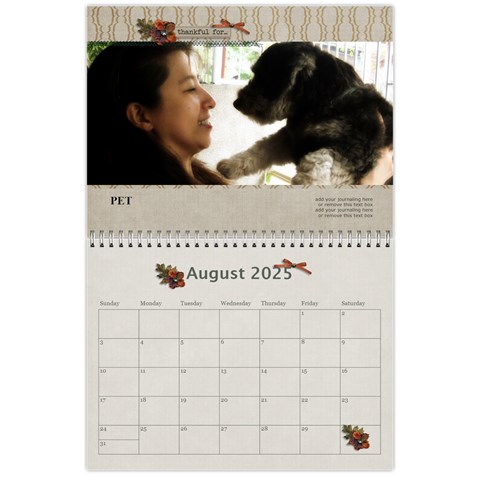 Wall Calendar 11 X 8 5:  Thankful For By Jennyl Aug 2025