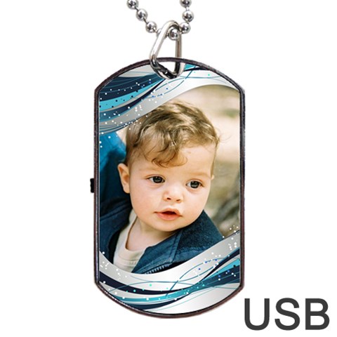 Blue Wave Dog Tag Usb By Deborah Front