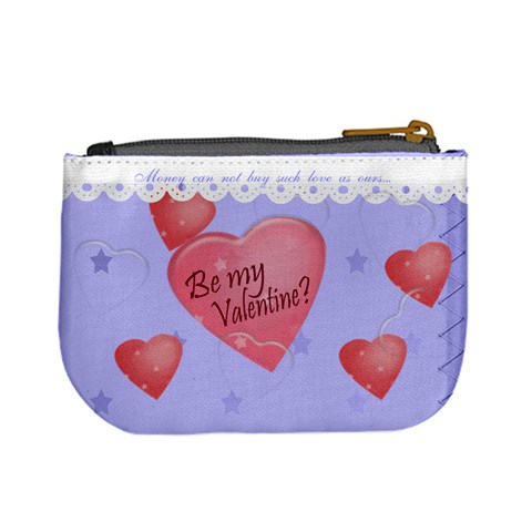 Be My Valentine, Fun Blue Mini Coin Purse By Claire Mcallen Back