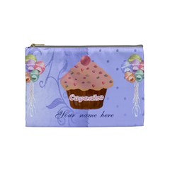 Pink cupcake with blue background cosmetic bag (7 styles) - Cosmetic Bag (Medium)