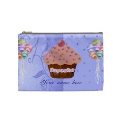 Pink Cupcake With Blue Background Cosmetic Bag