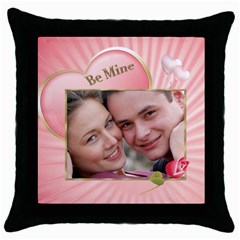 Pink Heart Throw Pillow - Throw Pillow Case (Black)