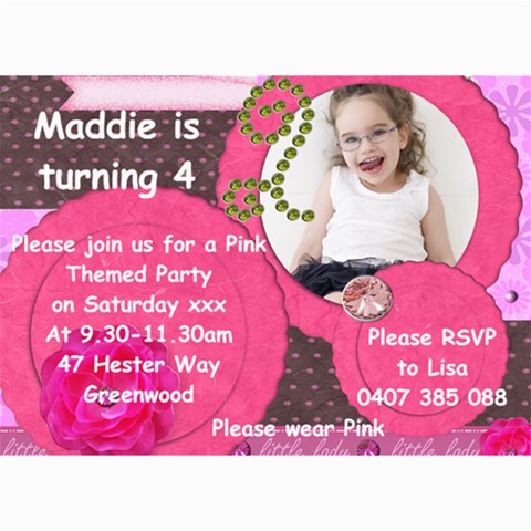 Maddie Birthday Invitation 2012 By Lisa Dare 7 x5  Photo Card - 2