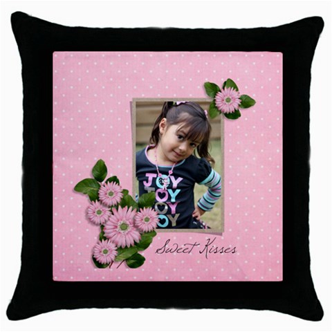 Throw Pillow Case (black): Sweet Kisses By Jennyl Front