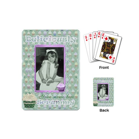 Deliciously Scrummy Green Cupcake Mini Playing Cards By Claire Mcallen Back